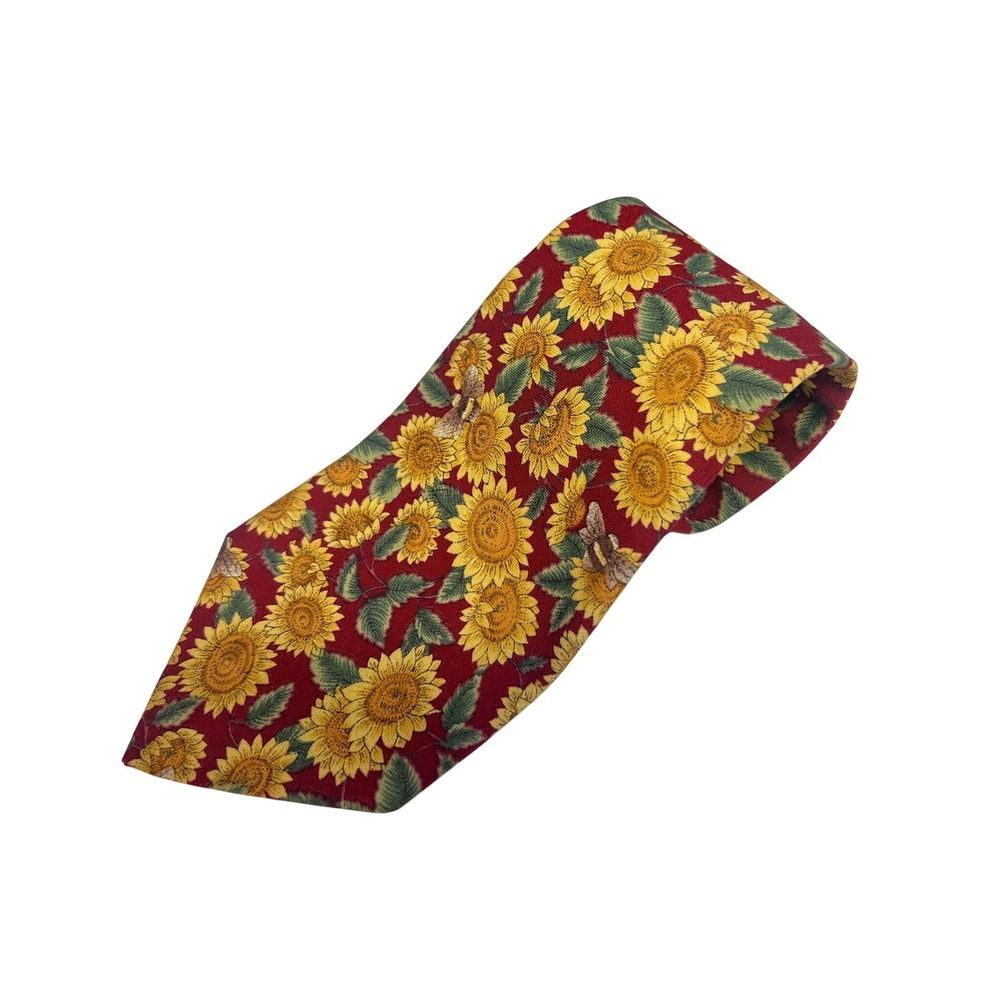 Tango by Max Raab Sunflower Print w Bees Burgundy Red Cotton USA Made‎